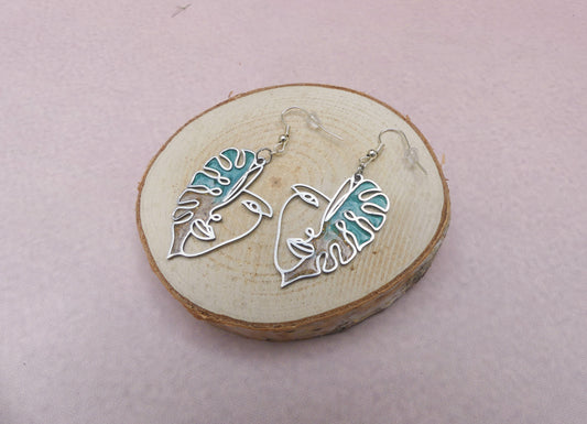 Boucles d'oreilles visage feuille plage