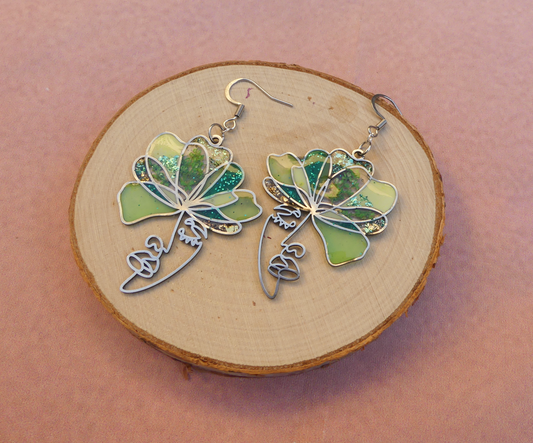 Boucles d'oreilles visage vert