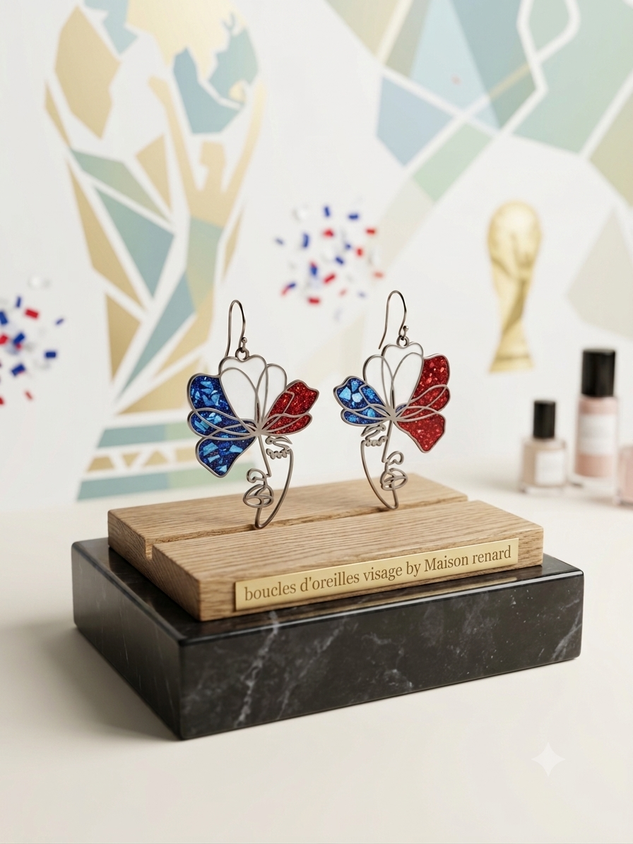 Boucles d'Oreilles Visage "Coupe du Monde" – Édition Limitée Personnalisable