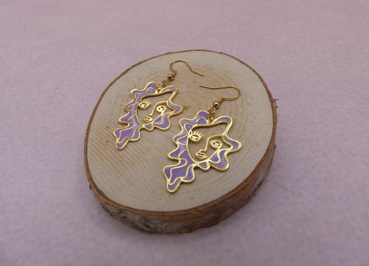 Boucles d'oreilles visage mauve